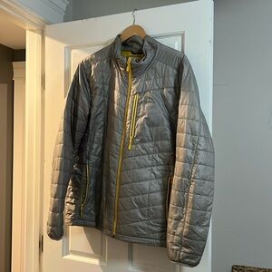 L.L. Bean Gray Puffer Jacket with Yellow Accents